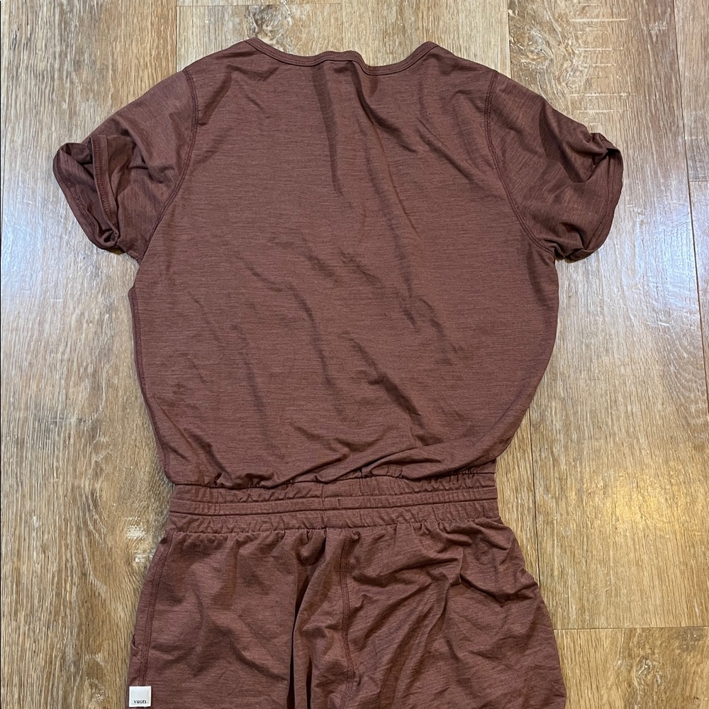 Vuori All Day Jumpsuit Terracotta Heather Brown XS Extra-Small Romper EUC Pocket - Picture 9 of 16